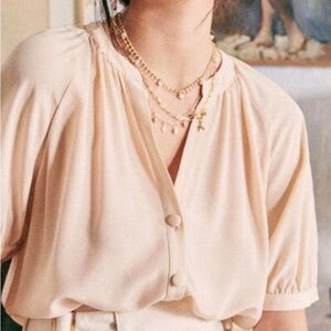 Sezane Lennie Blouse Size 40 Blush